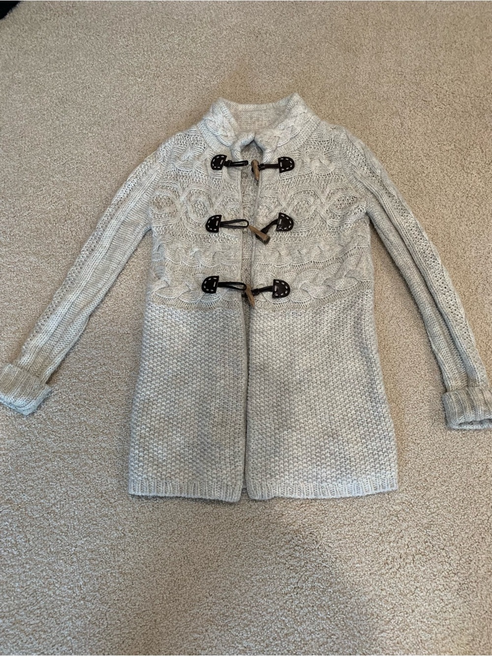 LOFT Petite Chunky Knit Cardigan in Light Gray